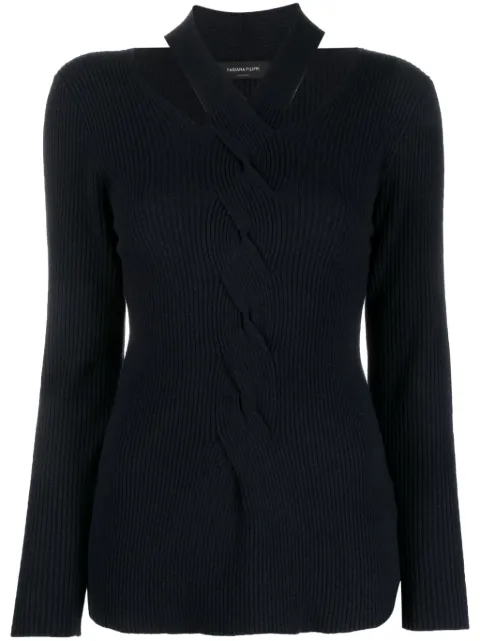 Fabiana Filippi cut-out cable-knit detail jumper Blue MAD223F3220000H737