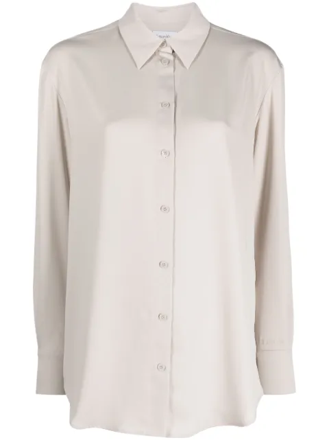 Calvin Klein straight-point collar long-sleeve shirt Silver K20K205682