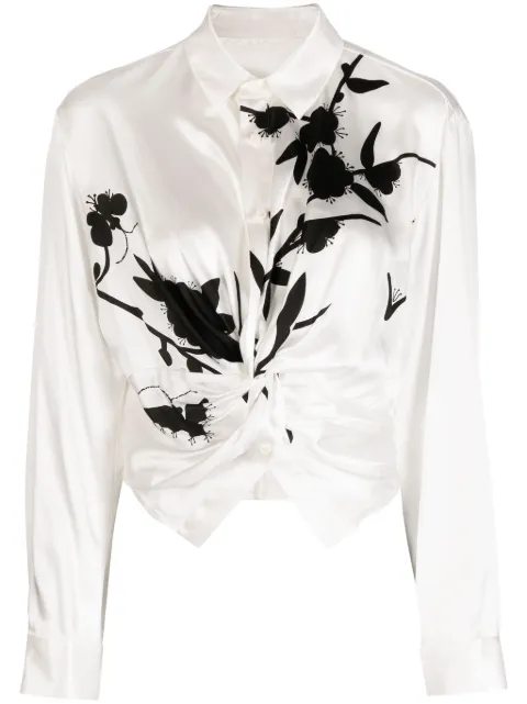 JNBY graphic-print silk shirt White 5N8212150