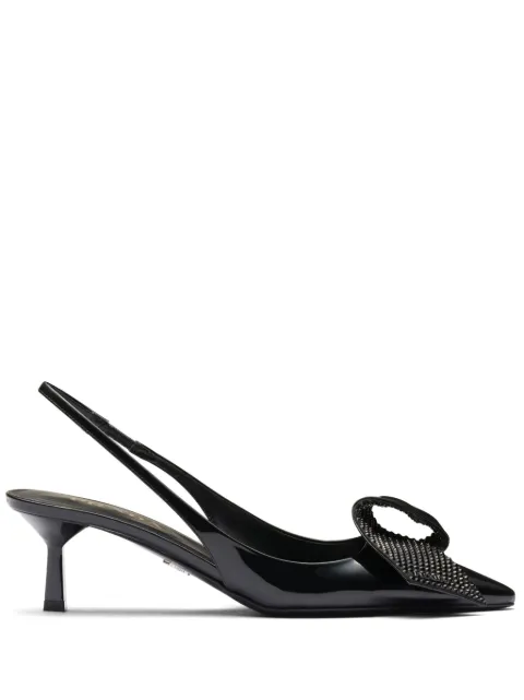 Prada 55mm crystal-embellished slingback pumps Black 1I345NF0553LOC