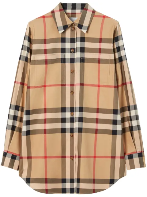 Burberry Check cotton shirt Neutrals 8071338