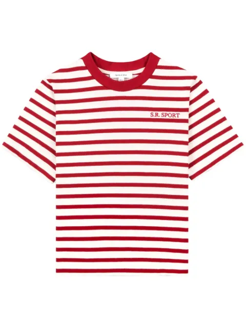 Sporty & Rich logo-embroidered striped T-shirt Red TS893WH