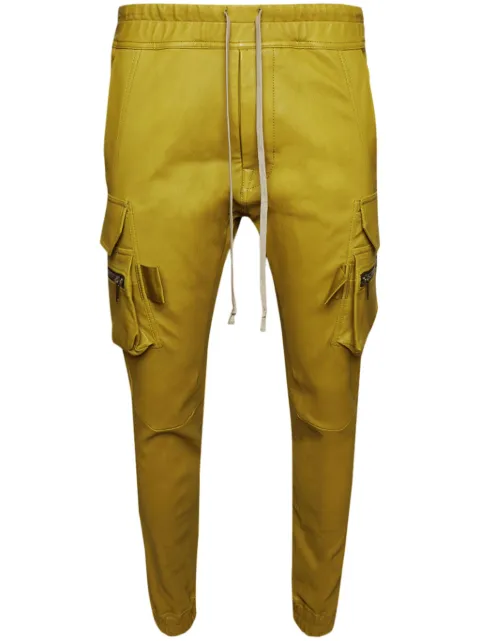 Rick Owens elasticated-waist tapered leather trousers Yellow RU02C7396
