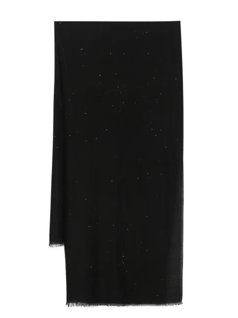 Faliero Sarti sequin-embellished fringed scarf Black I240332
