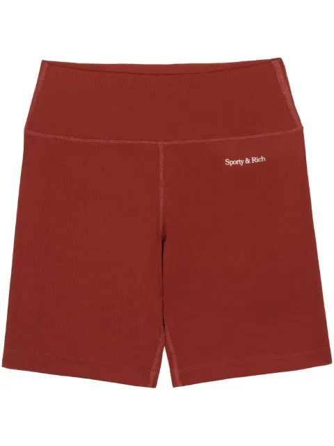 Sporty & Rich logo-print elasticated-waistband biker shorts Red SH845MO