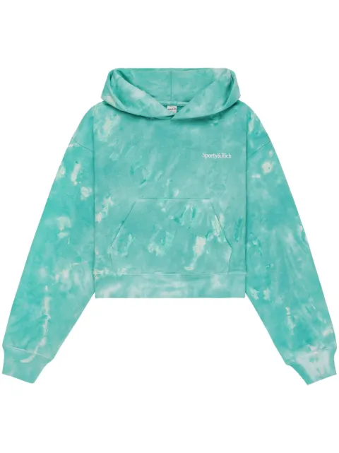 Sporty & Rich Serif logo-embroidery hoodie Green HC951TA