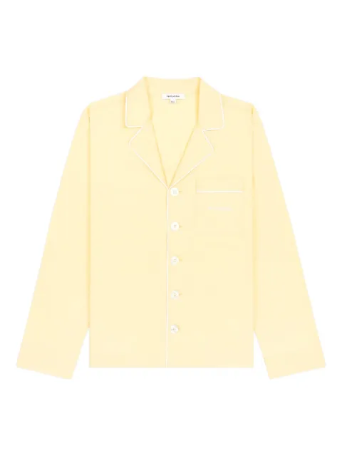 Sporty & Rich Serif Logo-embroidered pajama shirt Yellow PJ1013CA