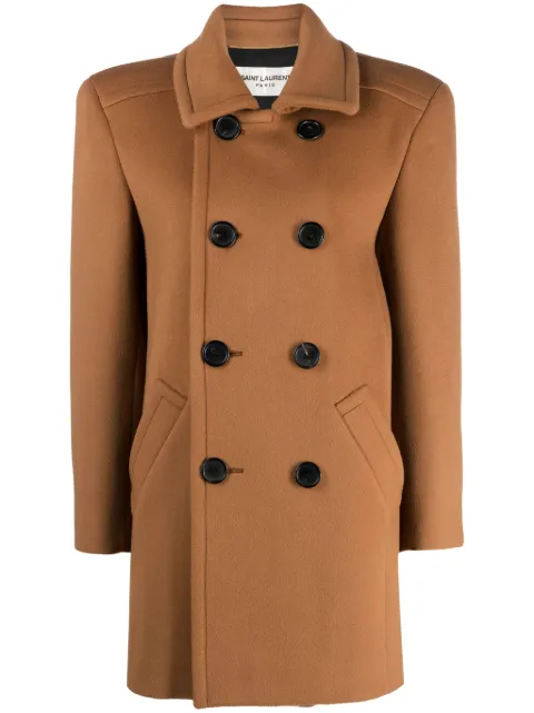 Saint Laurent double-breasted wool coat Brown 752815Y060R