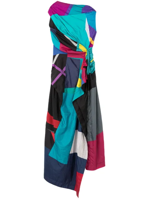 AZ FACTORY geometric-print asymmetric dress Blue 23DRS195VN1