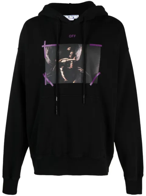 Off-White graphic-print drawstring hoodie Black OMBB085S23FLE0011036