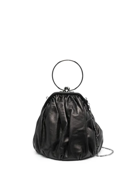 Yohji Yamamoto Clasp metal-handle leather mini bag Black DAA93795102