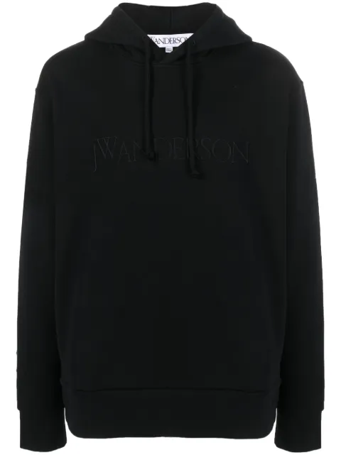 JW Anderson logo-embroidered cotton hoodie Black JW0105PG1390