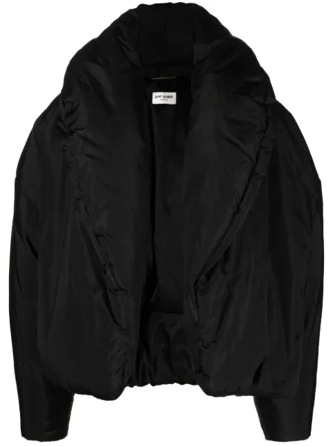 Saint Laurent shawl-lapel silk oversized jacket Black 764070Y070O