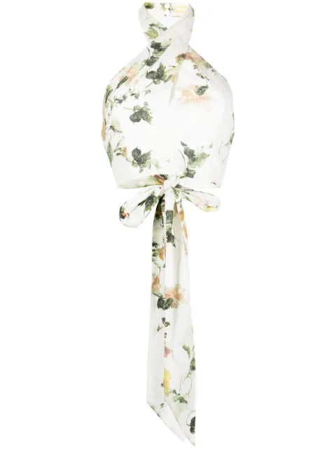 ERDEM Luna linen top Green VC2350087WPBL