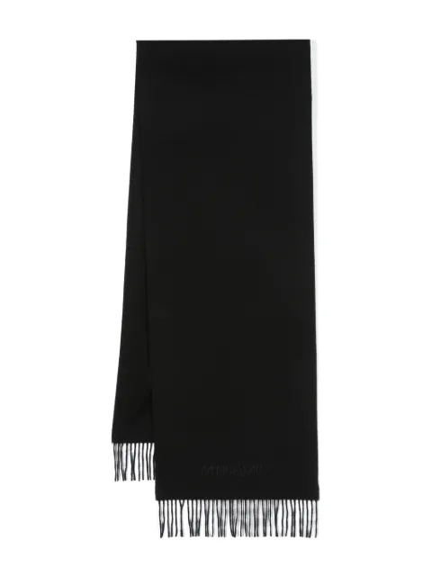 Saint Laurent logo-embroidered cashmere scarf Black 7489593Y201