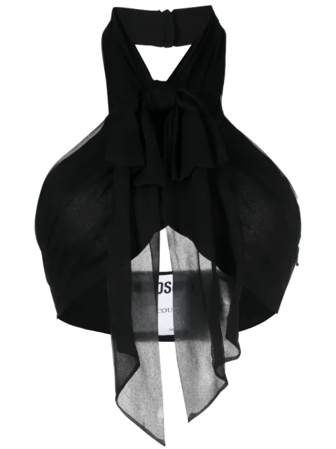 Moschino backless silk crop top Black A08065438