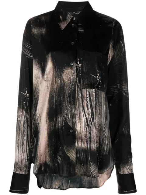 Louisa Ballou abstract-pattern print long-sleeve shirt Black 1130080997