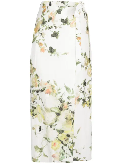 ERDEM Hermia linen midi skirt Green VC234632WPBL