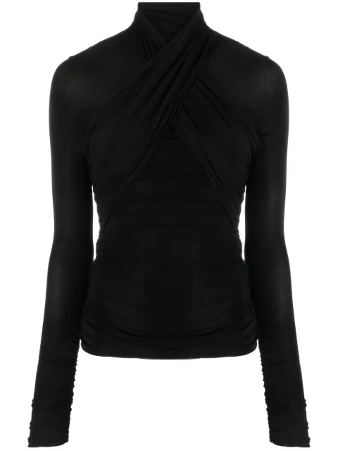 Saint Laurent semi-sheer roll-neck T-shirt Black 753517Y37FU