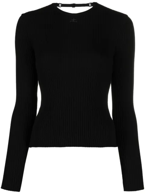 Courrèges open-back fine-ribbed top Black 323MPU105FI00019999
