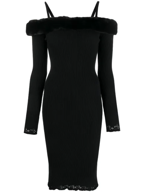 Blumarine off-shoulder ribbed midi dress Black A322A384B