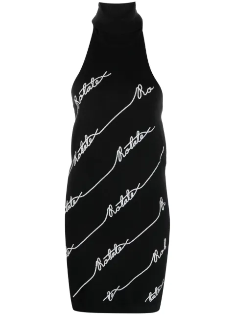 ROTATE BIRGER CHRISTENSEN sequin logo-embellished halterneck minidress Black 110112100