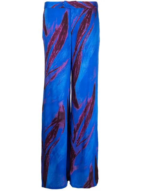 Louisa Ballou abstract-print wide-leg trousers Blue 116102