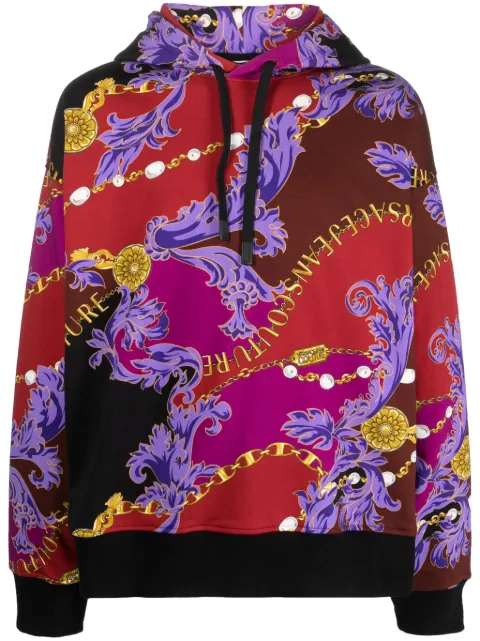 Versace Jeans Couture baroque-print cotton hoodie Red 75GAI3C0FS102G51