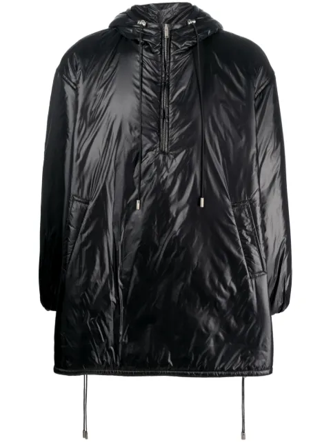Saint Laurent Cassandre logo-embossed hooded raincoat Black 758264Y5F651000