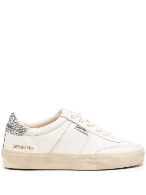 Golden Goose Soul Star distressed glittered sneakers White GWF00464F005053