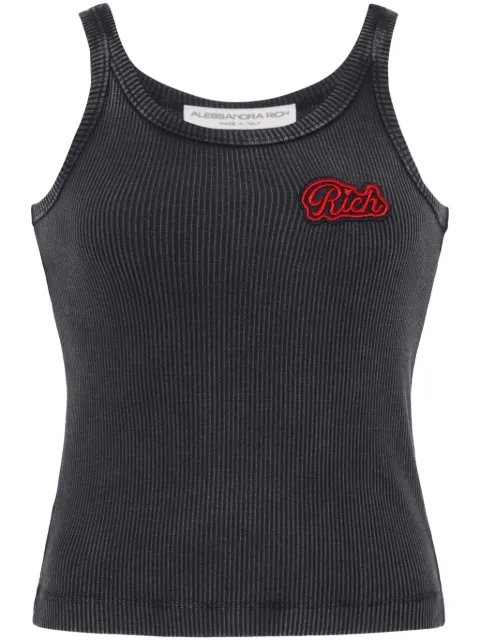 Alessandra Rich logo-appliqué ribbed tank top Grey FABX3705