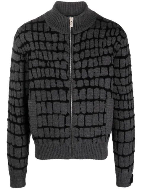Versace crocodile-jacquard zip-up sweatshirt Grey 10123921A08743