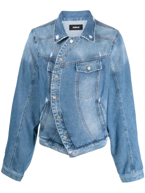 EGONlab. ripped-detail denim jacket Blue AW23DN001A