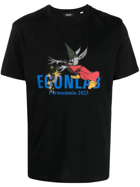 EGONlab. Fantasia graphic-print cotton T-shirt Black TE001