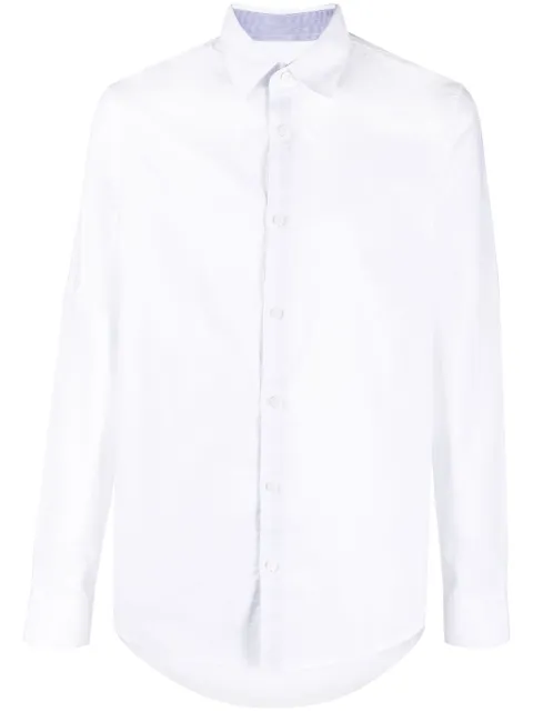 Armani Exchange logo-embroidered long-sleeve cotton shirt White 8NZCGBZ8ANZ