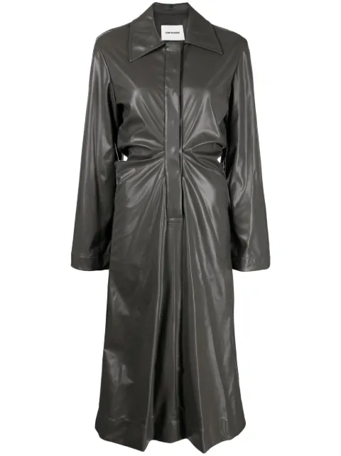 Low Classic ruched faux-leather shirt dress Black LOW23FMLT050KH