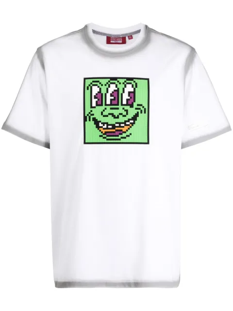 Mostly Heard Rarely Seen 8-Bit Triple The Eyes cotton T-shirt White MHEB02BDT04