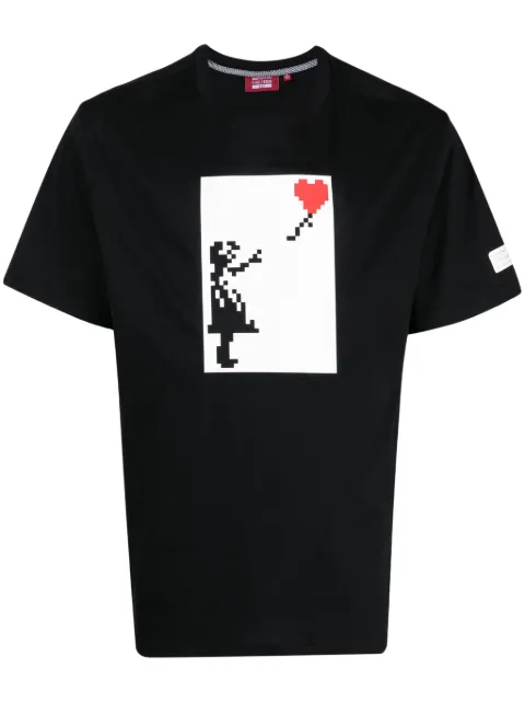 Mostly Heard Rarely Seen 8-Bit Floating Heart cotton T-shirt Black MHEB02BDT06