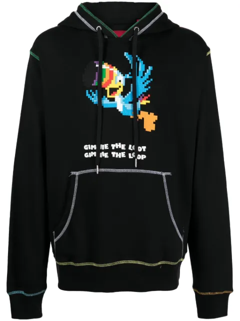 Mostly Heard Rarely Seen 8-Bit Give Me The Loop graphic-print cotton hoodie Black MHEB02BDKH17