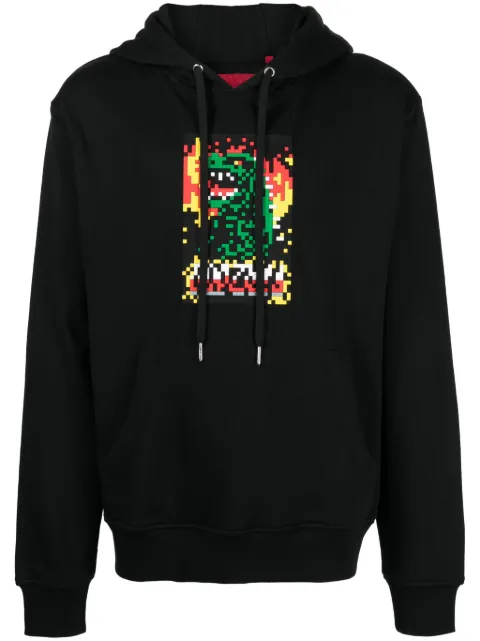 Mostly Heard Rarely Seen 8-Bit The Monster Attacks graphic-print cotton hoodie Black MHEB02BDKH24