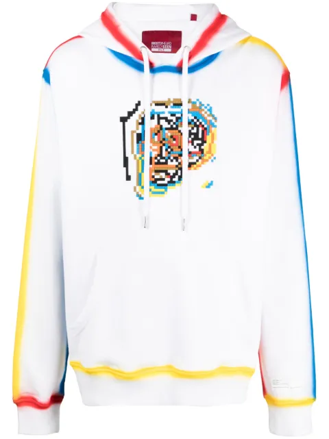 Mostly Heard Rarely Seen 8-Bit Skull Blowing graphic-print cotton hoodie White MHEB02BDKH02