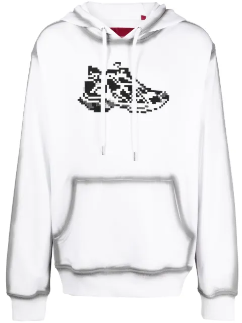 Mostly Heard Rarely Seen 8-Bit Runner graphic-print cotton hoodie White MHEB02BDKH12