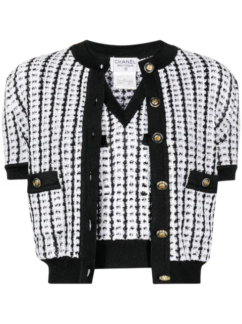 CHANEL Pre-Owned 1997 tweed knitted top and cardigan Black 97PP07770V00356M8002