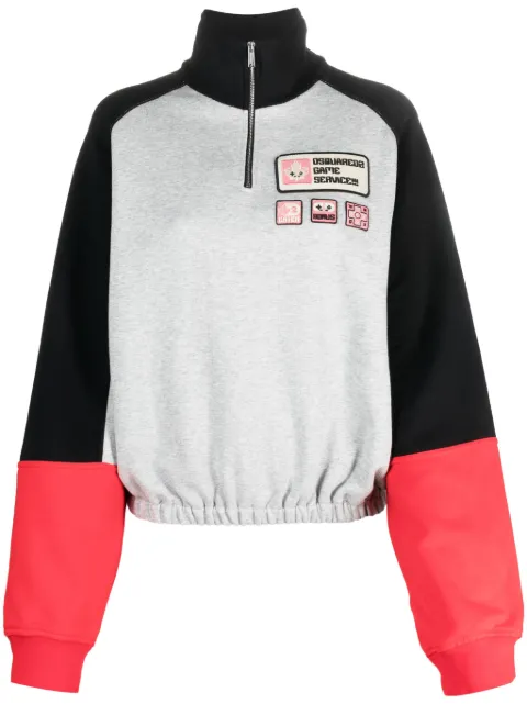 DSQUARED2 logo-patch panelled jumper Grey S75GU0473S25584
