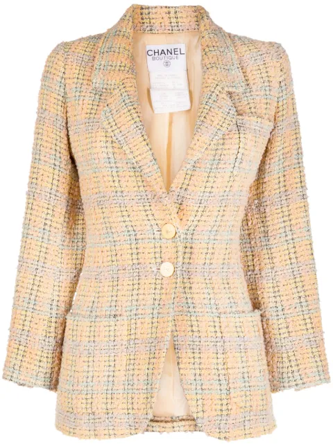 CHANEL Pre-Owned 1994 single-breasted tweed jacket Yellow 94AP03906V03620A0066