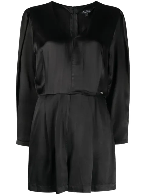 Armani Exchange logo-plaque satin-finish jumpsuit Black 6RYA20YNWWZ