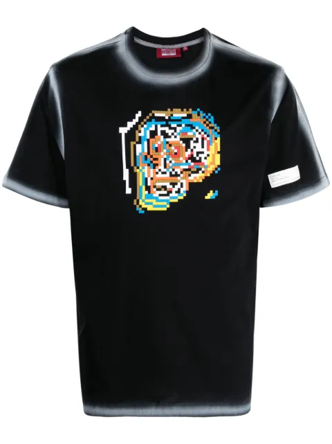 Mostly Heard Rarely Seen 8-Bit Skull Blowing cotton T-shirt Black MHEB02BDT02