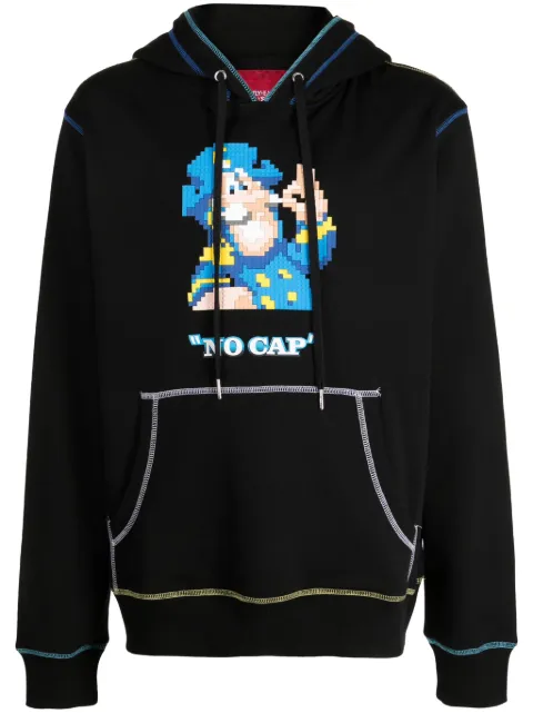 Mostly Heard Rarely Seen 8-Bit No Cap graphic-print cotton hoodie Black MHEB02BDKH16