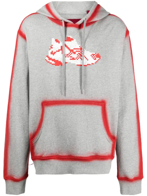 Mostly Heard Rarely Seen 8-Bit Red Runner graphic-print cotton hoodie Grey MHEB02BDKH11
