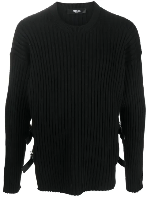 Versace side-slit ribbed jumper Black 10117901A08069